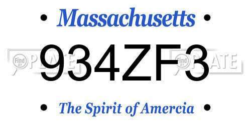 934ZF3 Massachusetts License Plate