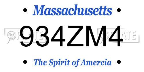934ZM4 Massachusetts License Plate