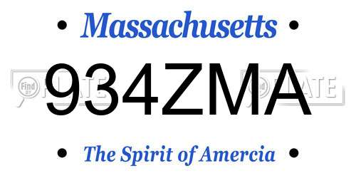 934ZMA Massachusetts License Plate