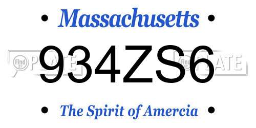 934ZS6 Massachusetts License Plate