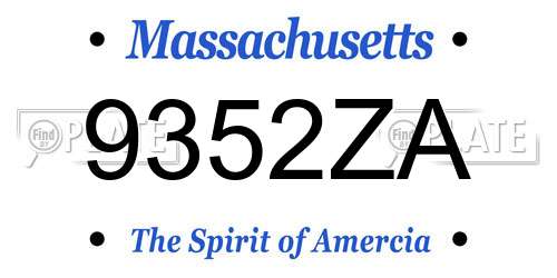 9352ZA Massachusetts License Plate