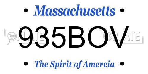 935BOV Massachusetts License Plate