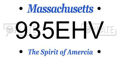 935EHV Massachusetts License Plate