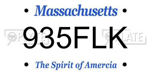 935FLK Massachusetts License Plate