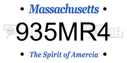 935MR4 Massachusetts License Plate