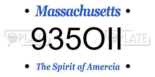935OII Massachusetts License Plate