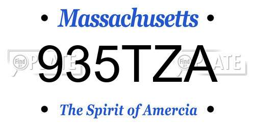 935TZA Massachusetts License Plate