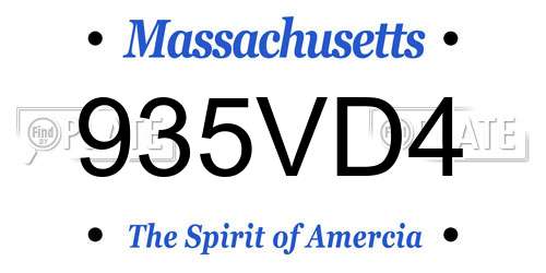 935VD4 Massachusetts License Plate