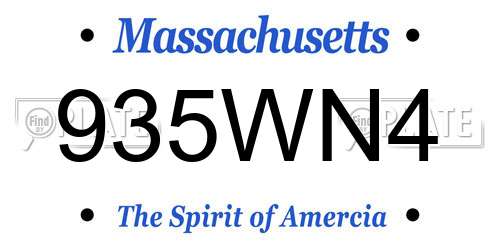 935WN4 Massachusetts License Plate