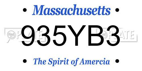 935YB3 Massachusetts License Plate