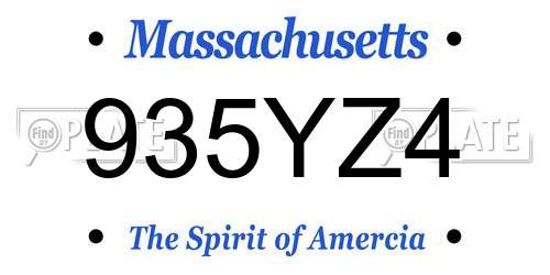 935YZ4 Massachusetts License Plate