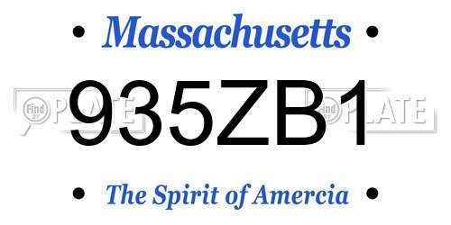 935ZB1 Massachusetts License Plate