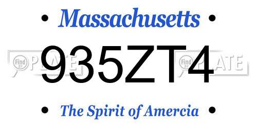 935ZT4 Massachusetts License Plate