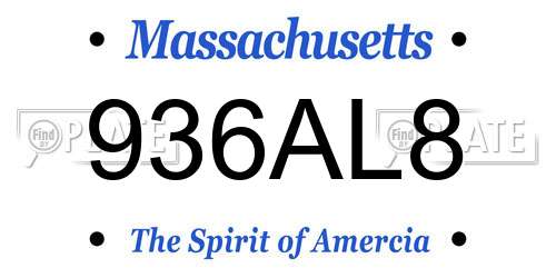 936AL8 Massachusetts License Plate
