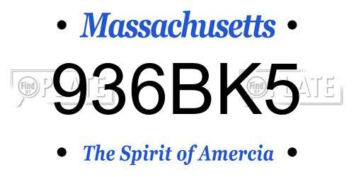 936BK5 Massachusetts License Plate