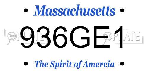 936GE1 Massachusetts License Plate