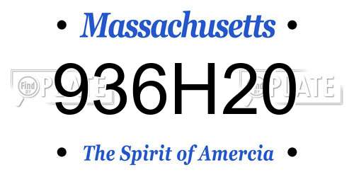 936H20 Massachusetts License Plate