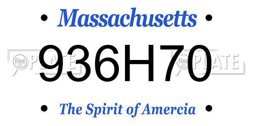 936H70 Massachusetts License Plate
