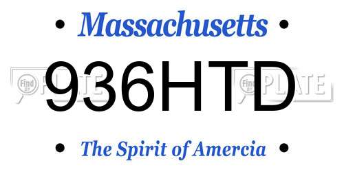 936HTD Massachusetts License Plate