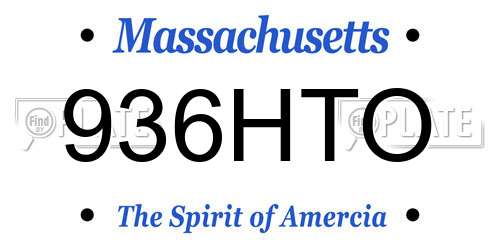 936HTO Massachusetts License Plate
