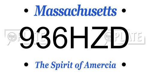 936HZD Massachusetts License Plate