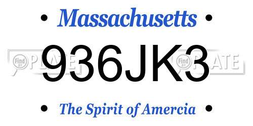 936JK3 Massachusetts License Plate