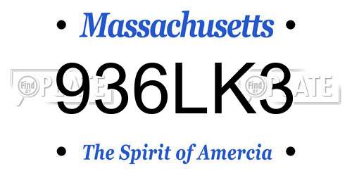 936LK3 Massachusetts License Plate