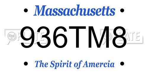 936TM8 Massachusetts License Plate