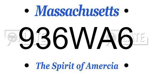 936WA6 Massachusetts License Plate