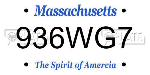 936WG7 Massachusetts License Plate