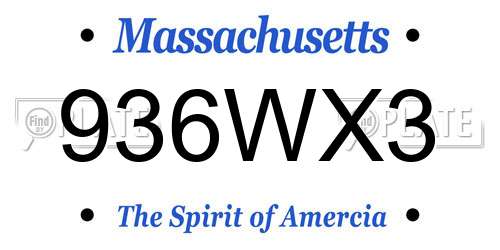 936WX3 Massachusetts License Plate