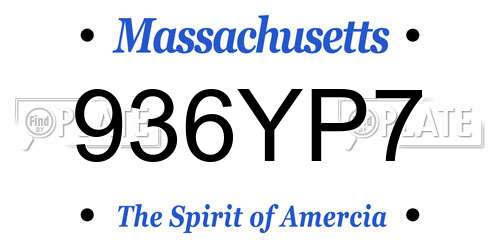 936YP7 Massachusetts License Plate