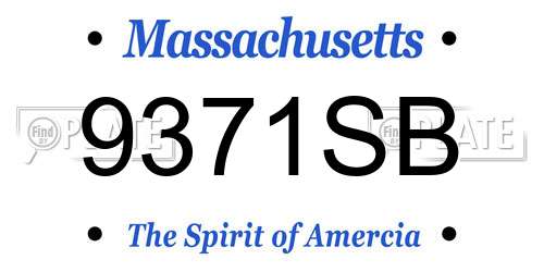 9371SB Massachusetts License Plate