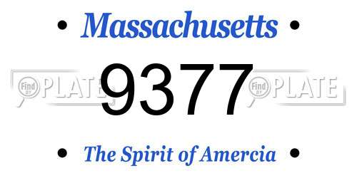 9377 Massachusetts License Plate