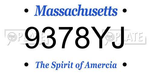 9378YJ Massachusetts License Plate