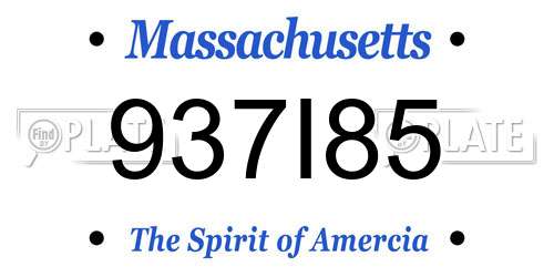 937I85 Massachusetts License Plate