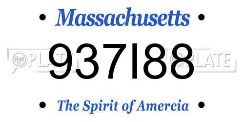 937I88 Massachusetts License Plate