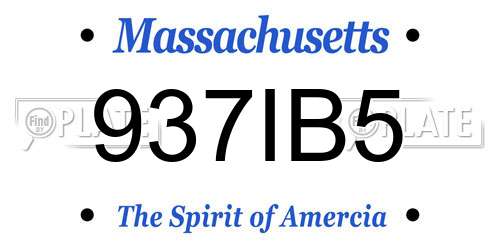 937IB5 Massachusetts License Plate