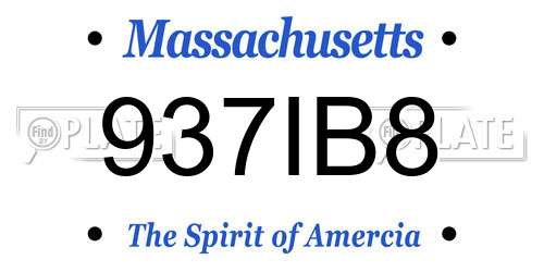 937IB8 Massachusetts License Plate