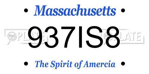 937IS8 Massachusetts License Plate