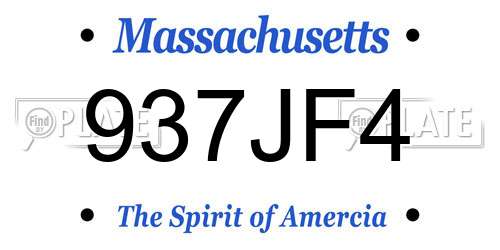937JF4 Massachusetts License Plate