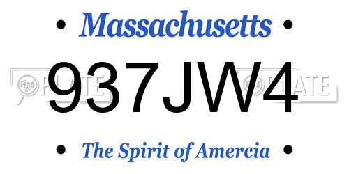 937JW4 Massachusetts License Plate