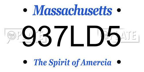 937LD5 Massachusetts License Plate