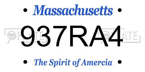 937RA4 Massachusetts License Plate