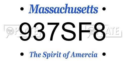 937SF8 Massachusetts License Plate