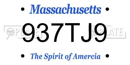 937TJ9 Massachusetts License Plate