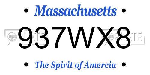 937WX8 Massachusetts License Plate