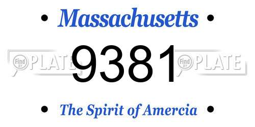 9381 Massachusetts License Plate