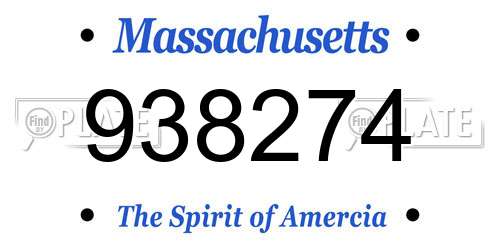 938274 Massachusetts License Plate