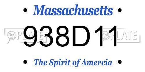 938D11 Massachusetts License Plate